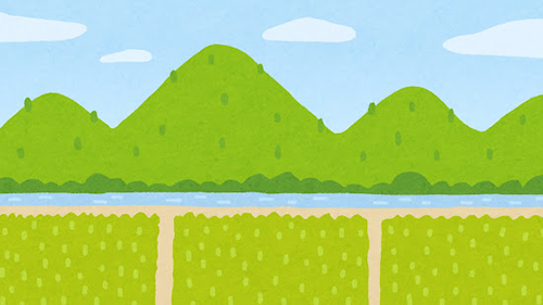 雄岡病院8月ブログ・山のイラスト